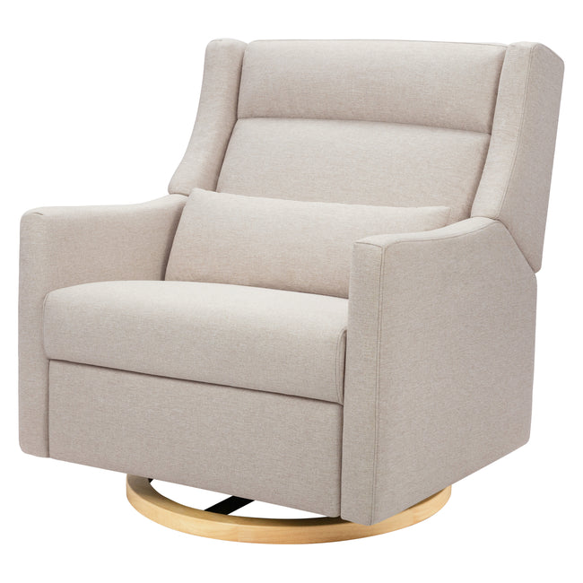 M11278PBEWLB,Babyletto,Kiwi Plus Chair and a Half Power Glider Recliner in Performance Beach Eco-Weave w/ Light Wood Base
