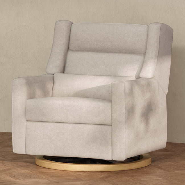 M11278PBEWLB,Babyletto,Kiwi Plus Chair and a Half Power Glider Recliner in Performance Beach Eco-Weave w/ Light Wood Base