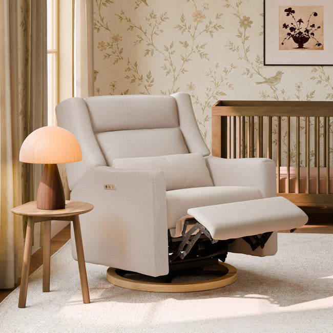 M11278PBEWLB,Babyletto,Kiwi Plus Chair and a Half Power Glider Recliner in Performance Beach Eco-Weave w/ Light Wood Base