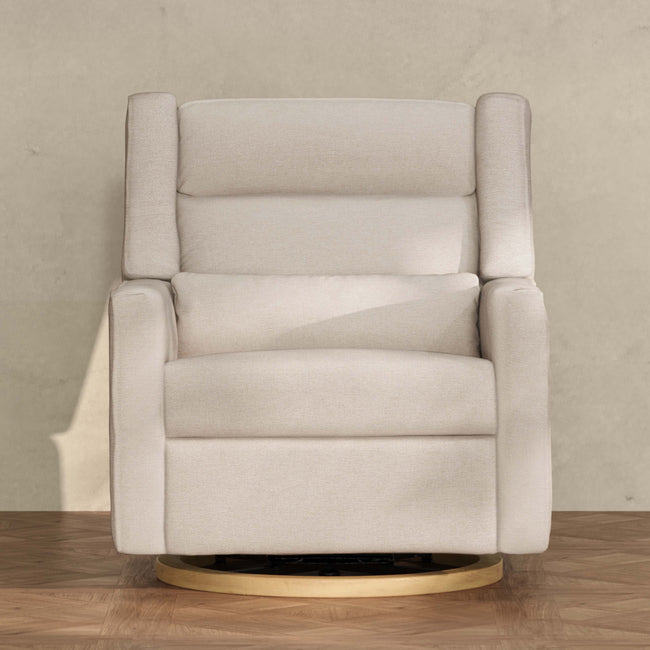 M11278PBEWLB,Babyletto,Kiwi Plus Chair and a Half Power Glider Recliner in Performance Beach Eco-Weave w/ Light Wood Base