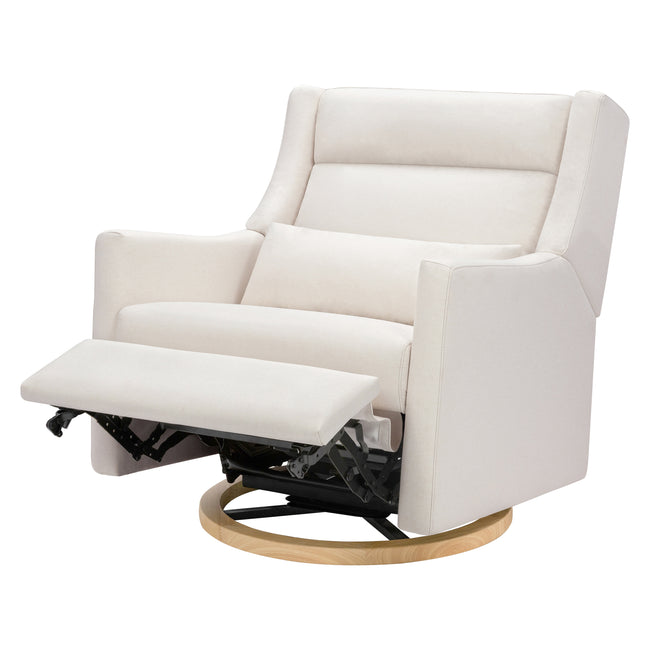 M11278PCMEWLB,Babyletto,Kiwi Plus Chair and a Half Power Glider Recliner in Performance Cream Eco-Weave w/ Light Wood Base