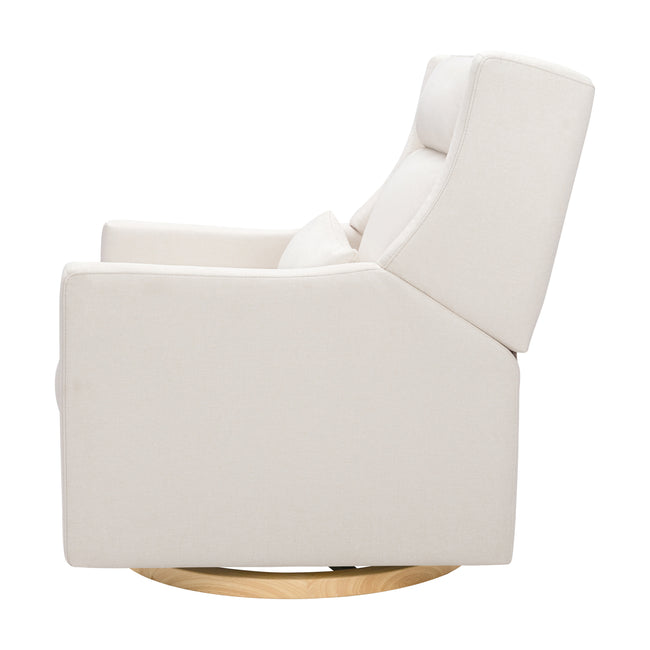 M11278PCMEWLB,Babyletto,Kiwi Plus Chair and a Half Power Glider Recliner in Performance Cream Eco-Weave w/ Light Wood Base