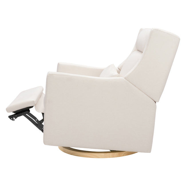 M11278PCMEWLB,Babyletto,Kiwi Plus Chair and a Half Power Glider Recliner in Performance Cream Eco-Weave w/ Light Wood Base