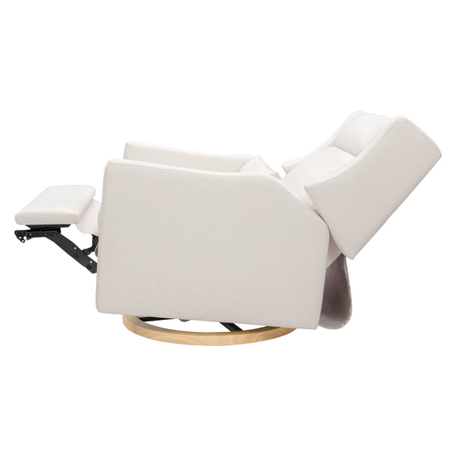 M11278PCMEWLB,Babyletto,Kiwi Plus Chair and a Half Power Glider Recliner in Performance Cream Eco-Weave w/ Light Wood Base