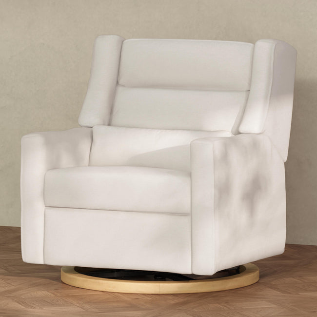 M11278PCMEWLB,Babyletto,Kiwi Plus Chair and a Half Power Glider Recliner in Performance Cream Eco-Weave w/ Light Wood Base