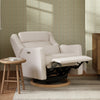 M11278PCMEWLB,Babyletto,Kiwi Plus Chair and a Half Power Glider Recliner in Performance Cream Eco-Weave w/ Light Wood Base