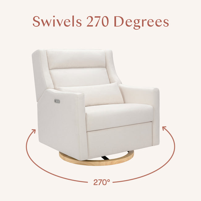M11278PCMEWLB,Babyletto,Kiwi Plus Chair and a Half Power Glider Recliner in Performance Cream Eco-Weave w/ Light Wood Base