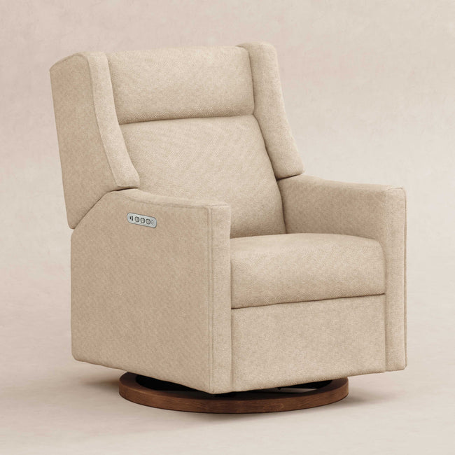 M11282DECDB,Babyletto,Kiwi Pro Power Glider Recliner w/ Power Lumbar in Performance Desert Eco-Chenille w/Dark WoodBase