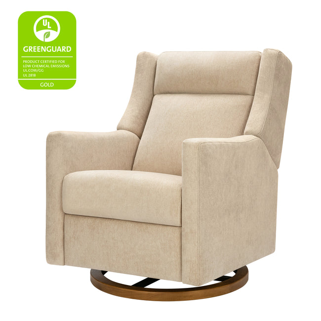 M11282DECDB,Babyletto,Kiwi Pro Power Glider Recliner w/ Power Lumbar in Performance Desert Eco-Chenille w/Dark WoodBase