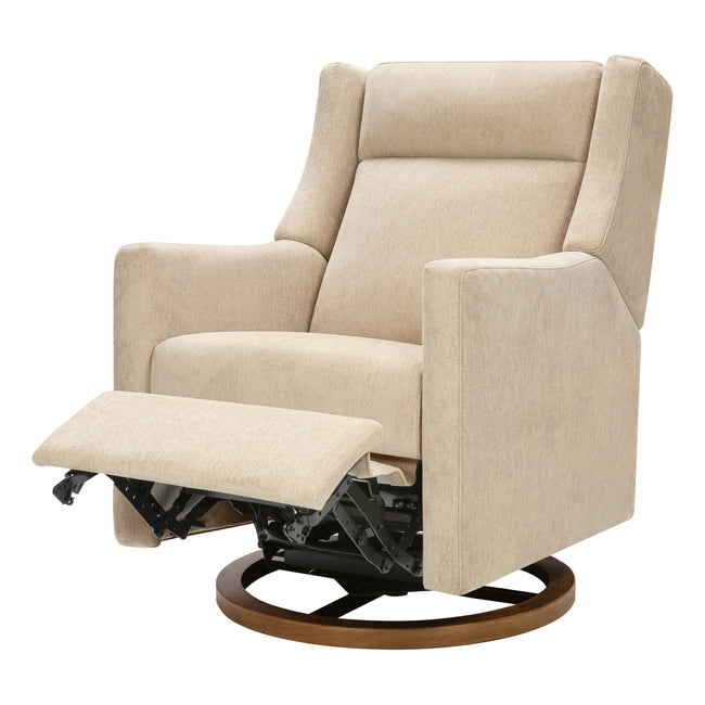 M11282DECDB,Babyletto,Kiwi Pro Power Glider Recliner w/ Power Lumbar in Performance Desert Eco-Chenille w/Dark WoodBase