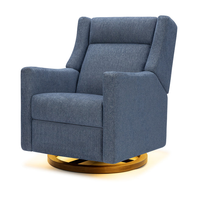 M11282OECDB,Babyletto,Kiwi Pro Power Glider Recliner w/ Power Lumbar in Performance Ocean Eco-Chenille w/Dark WoodBase