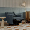 M11282OECDB,Babyletto,Kiwi Pro Power Glider Recliner w/ Power Lumbar in Performance Ocean Eco-Chenille w/Dark WoodBase