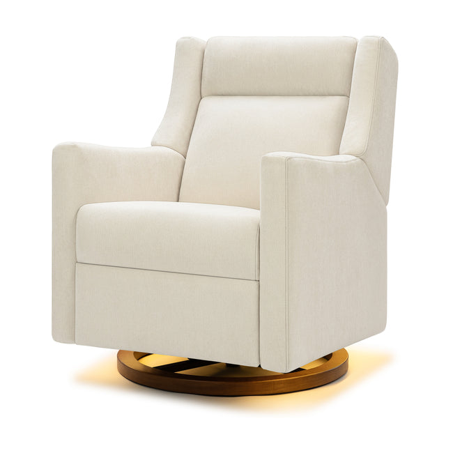 M11282OYECDB,Babyletto,Kiwi Pro Power Glider Recliner w/ Power Lumbar in Performance Oyster Eco-Chenille w/Dark WoodBase