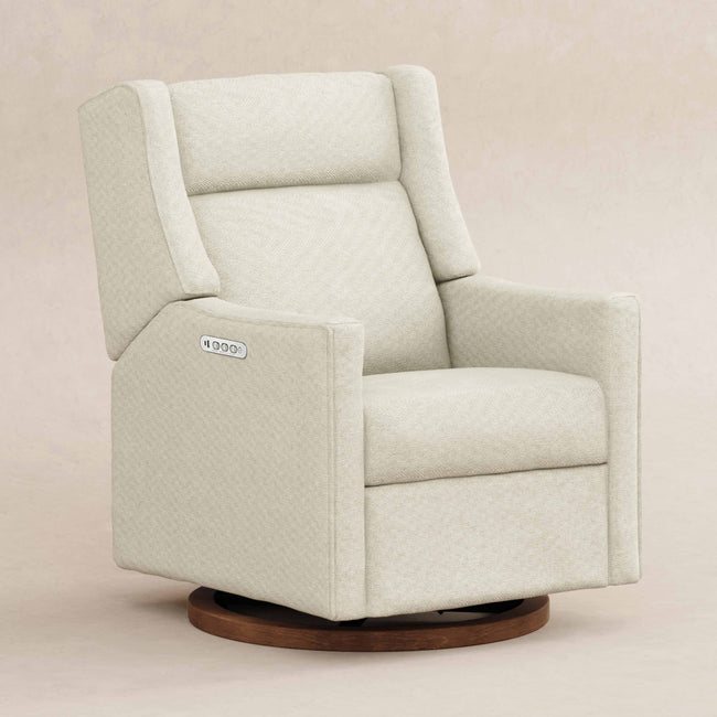 M11282OYECDB,Babyletto,Kiwi Pro Power Glider Recliner w/ Power Lumbar in Performance Oyster Eco-Chenille w/Dark WoodBase