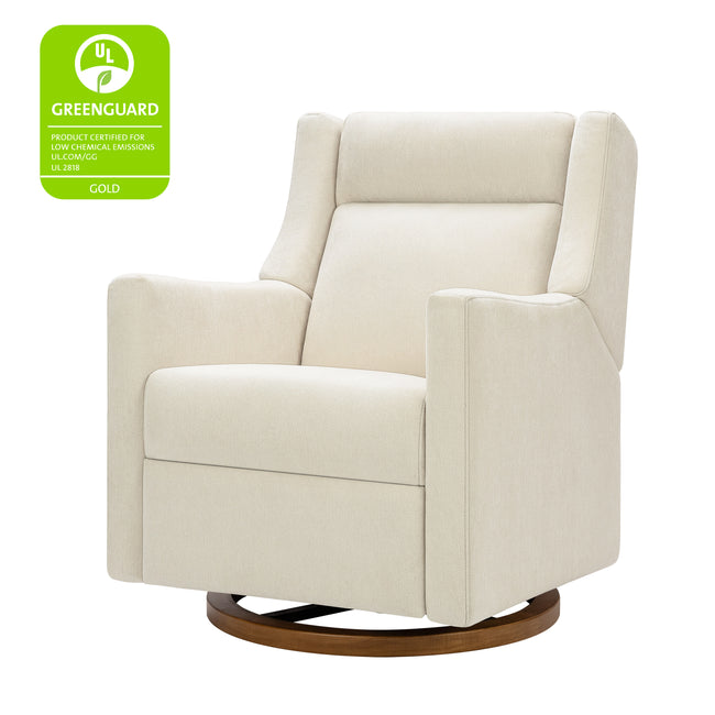 M11282OYECDB,Babyletto,Kiwi Pro Power Glider Recliner w/ Power Lumbar in Performance Oyster Eco-Chenille w/Dark WoodBase
