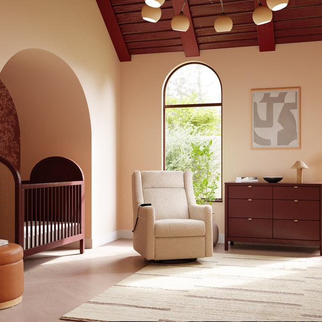 M11283CSG,Babyletto,Kiwi Deluxe Power Glider Recliner w/Heat&Massage in Chai Shearling