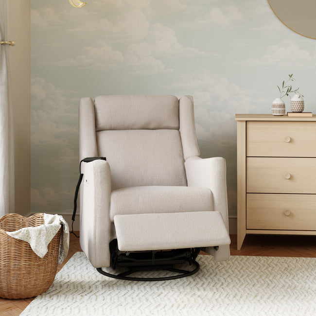 M11283PBEW,Babyletto,Kiwi Deluxe Power Glider Recliner w/Heat&Massage in Performance Beach Eco-Weave