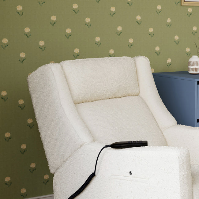 M11283PWB,Babyletto,Kiwi Deluxe Power Glider Recliner w/Heat&Massage in Performance Ivory Boucle