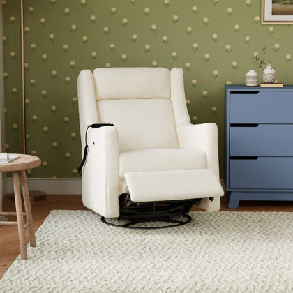 M11283PWB,Babyletto,Kiwi Deluxe Power Glider Recliner w/Heat&Massage in Performance Ivory Boucle