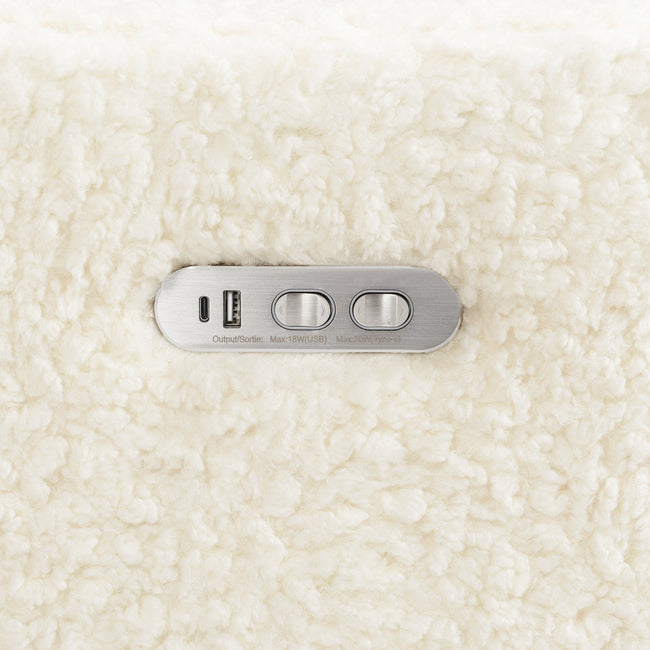 M11286CMSG,Babyletto,Kiwi Plus Power Glider Recliner w/ Power Headrest in Cream Shearling