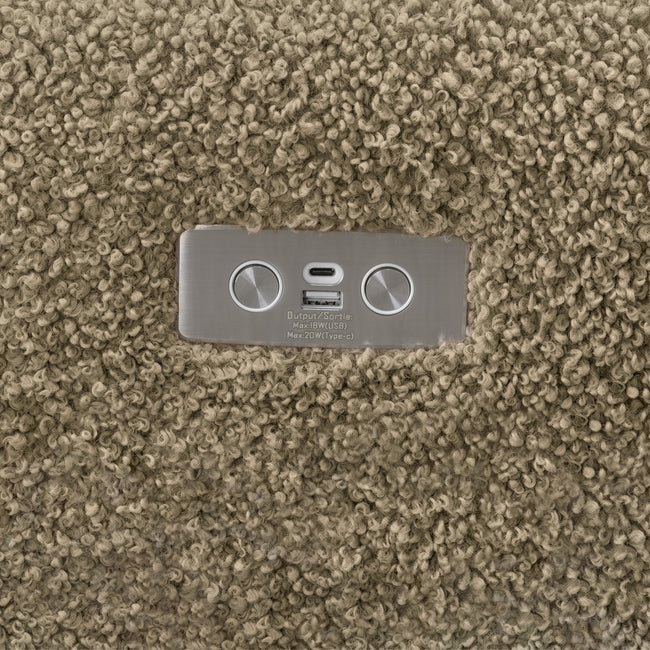 M11288LTDB,Babyletto,Kiwi Glider Recliner w/ Electronic Control and USB in Latte Teddy Loop w/ Dark Wood Base