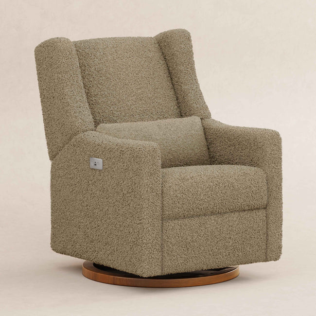 M11288LTDB,Babyletto,Kiwi Glider Recliner w/ Electronic Control and USB in Latte Teddy Loop w/ Dark Wood Base