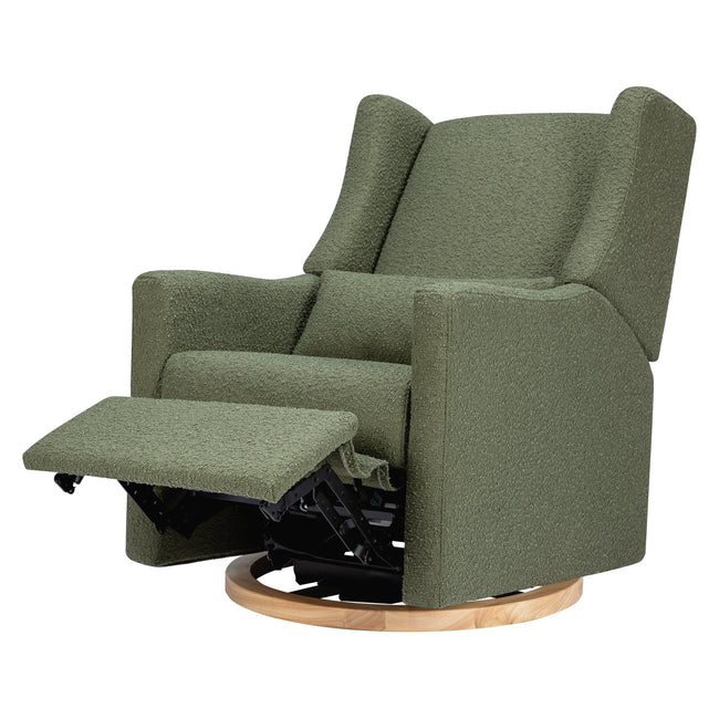 M11288OBLB,Babyletto,Kiwi Glider Recliner w/ Electronic Control and USB in Olive Boucle w/Light Wood Base