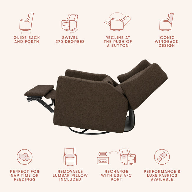 M11288PCB,Babyletto,Kiwi Glider Recliner w/ Electronic Control and USB in Performance Cocoa Boucle