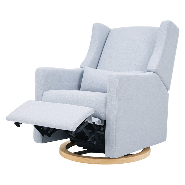 M11288PCETLB,Babyletto,Kiwi Glider Recliner w/ Electronic Control and USB in Performance Blue Chambray Eco-Twill/Light Wood