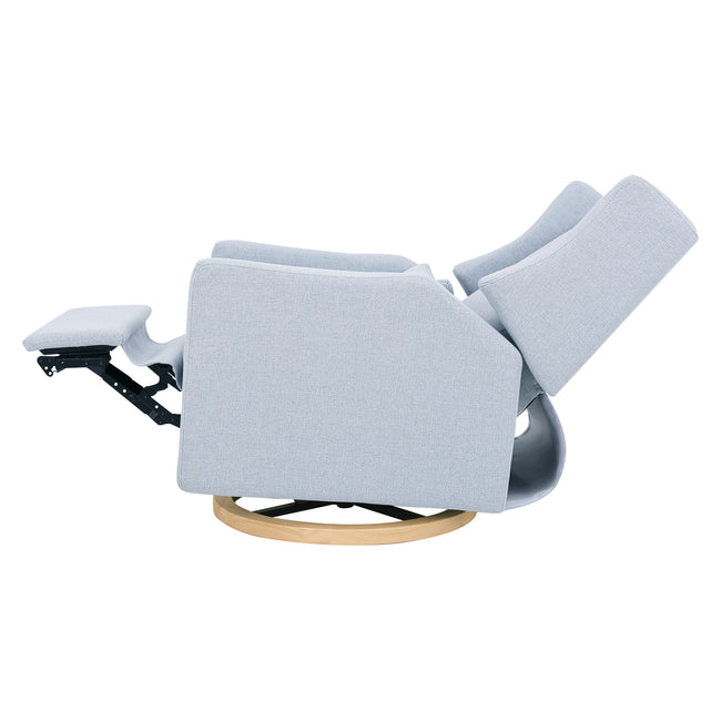 M11288PCETLB,Babyletto,Kiwi Glider Recliner w/ Electronic Control and USB in Performance Blue Chambray Eco-Twill/Light Wood