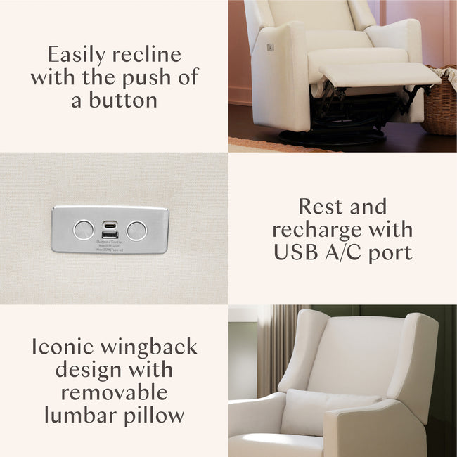 M11288PCMEW,Babyletto,Kiwi Glider Recliner w/ Electronic Control and USB in Performance Cream Eco-Weave