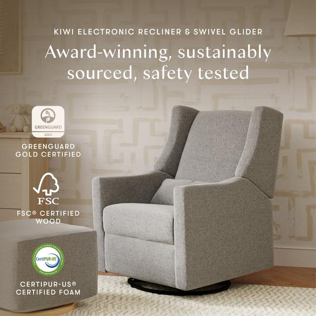 M11288PGEW,Babyletto,Kiwi Glider Recliner w/ Electronic Control and USB in Performance Grey Eco-Weave