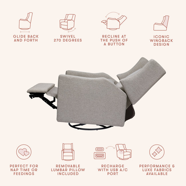 M11288PGEW,Babyletto,Kiwi Glider Recliner w/ Electronic Control and USB in Performance Grey Eco-Weave