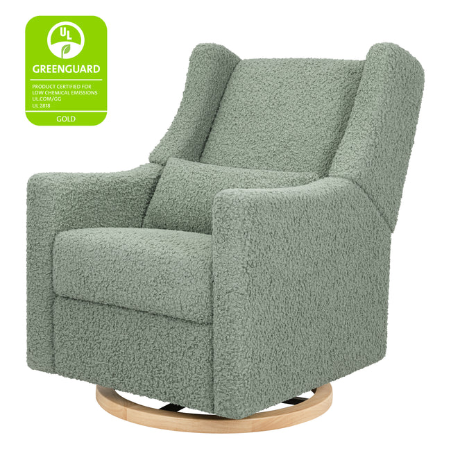 M11288STLB,Babyletto,Kiwi Glider Recliner w/ Electronic Control and USB in Sage Teddy Loop w/ Light Wood Base