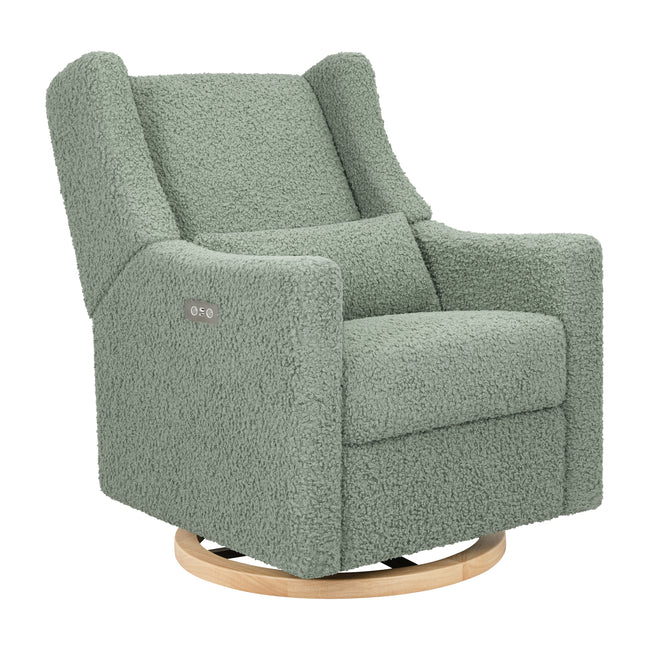 M11288STLB,Babyletto,Kiwi Glider Recliner w/ Electronic Control and USB in Sage Teddy Loop w/ Light Wood Base