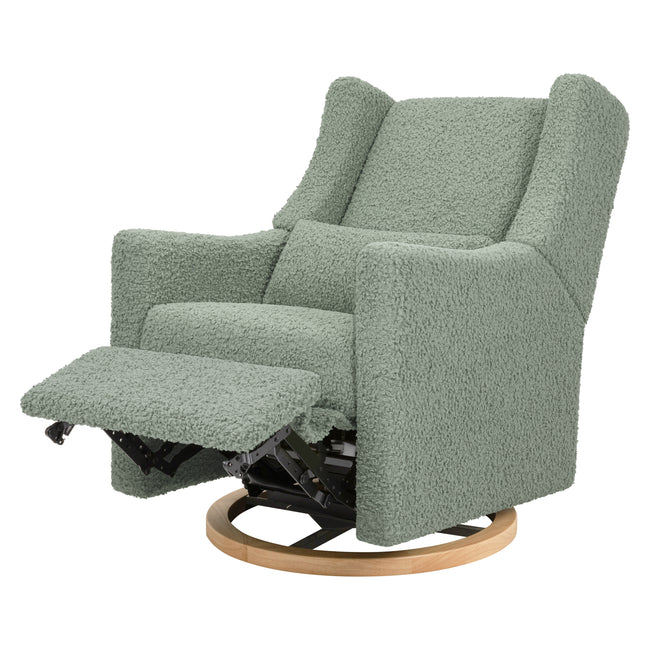 M11288STLB,Babyletto,Kiwi Glider Recliner w/ Electronic Control and USB in Sage Teddy Loop w/ Light Wood Base