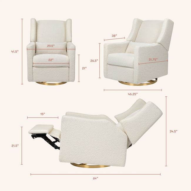 M11288WBG,Babyletto,Kiwi Glider Recliner w/ Electronic Control and USB in Ivory Boucle w/Gold Base