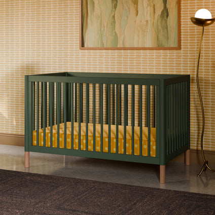 M12901FRGRBE,Babyletto,Gelato 4-in-1 Convertible Crib w/Toddler Bed Kit in Forest Green/Blonde Feet