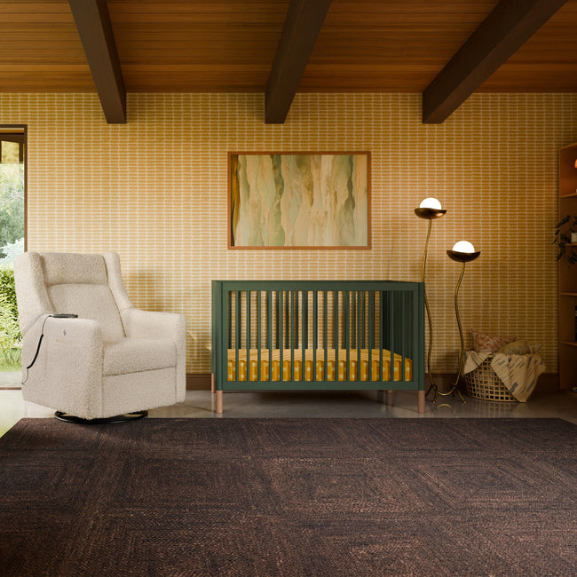M12901FRGRBE,Babyletto,Gelato 4-in-1 Convertible Crib w/Toddler Bed Kit in Forest Green/Blonde Feet