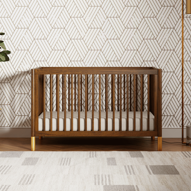 M12901NLGLD,Babyletto,Gelato 4-in-1 Convertible Crib w/Toddler Conversion Kit in Natural Walnut Gold Ft