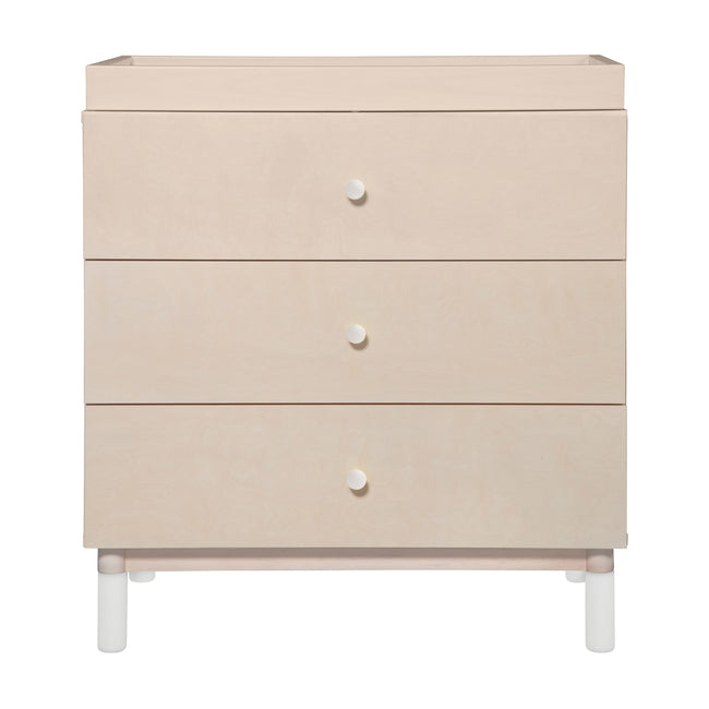 M12923NXW,Babyletto,Gelato 3-Drawer Changer Dresser  White Feet w/Removable Changing Tray in Washed Natural