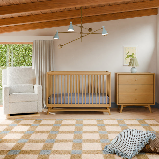 M15401HY,Babyletto,Peggy Mid-Century 3-in-1 Convertible Crib w/Toddler Bed Conversion Kit in Honey