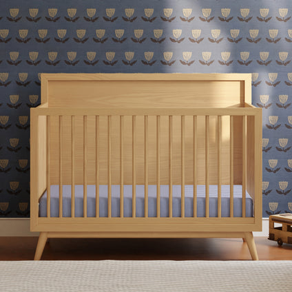 M15901HY,Babyletto,Palma Mid-Century 4-in-1 Convertible Crib w/ Toddler Bed Conversion in Honey