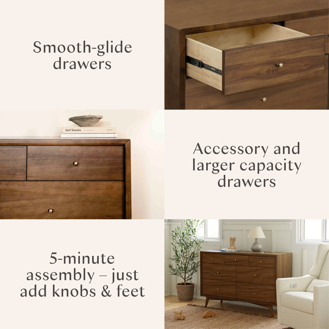 M15916NL,Babyletto,Palma 7-Drawer Double Dresser  Assembled in Natural Walnut