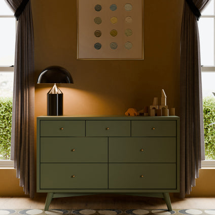 M15916OL,Babyletto,Palma 7-Drawer Double Dresser  Assembled in Olive