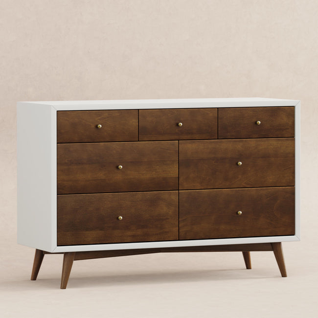M15916RWNL,Babyletto,Palma 7-Drawer Double Dresser  Assembled in Warm White w/Natural Walnut
