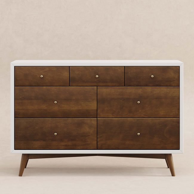 M15916RWNL,Babyletto,Palma 7-Drawer Double Dresser  Assembled in Warm White w/Natural Walnut
