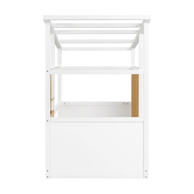 M15976HYW,Babyletto Kids,Palma Mid-Century House Twin Bed in Honey and White