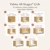 M15980HY,Babyletto,Palma 8-in-1 Convertible All-Stages® Crib w/ Bassinet & Toddler Bed Kits in Honey
