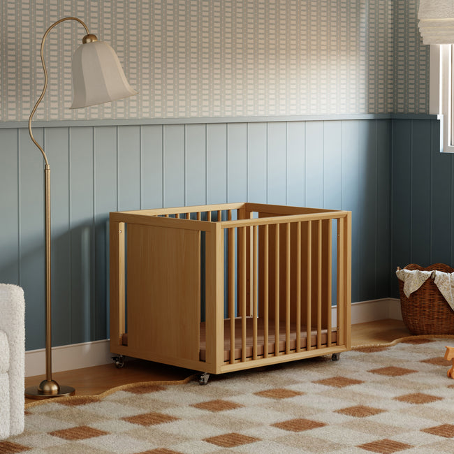 M15980HY,Babyletto,Palma 8-in-1 Convertible All-Stages® Crib w/ Bassinet & Toddler Bed Kits in Honey